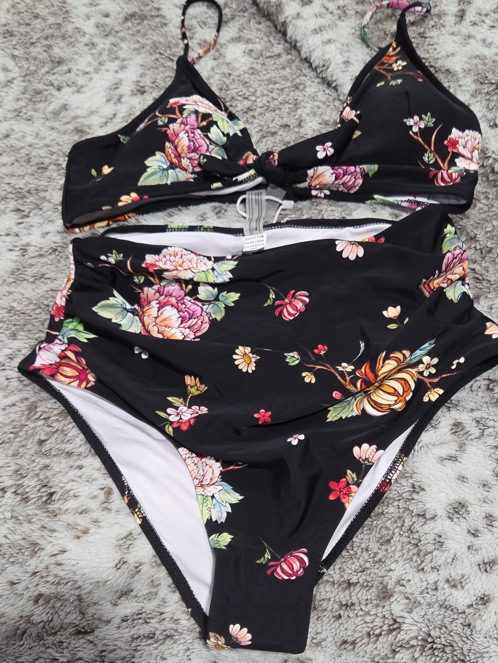 Cupshe Black Floral Two-Piece Bikini